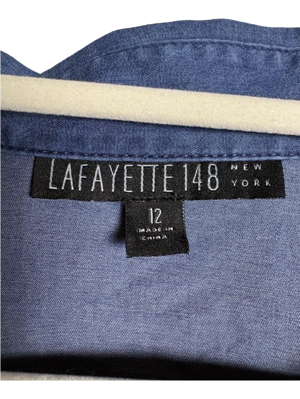 Lafayette 148 New York Lightweight Denim Button Front Shirt Women Blue Size 12 - Picture 7 of 8